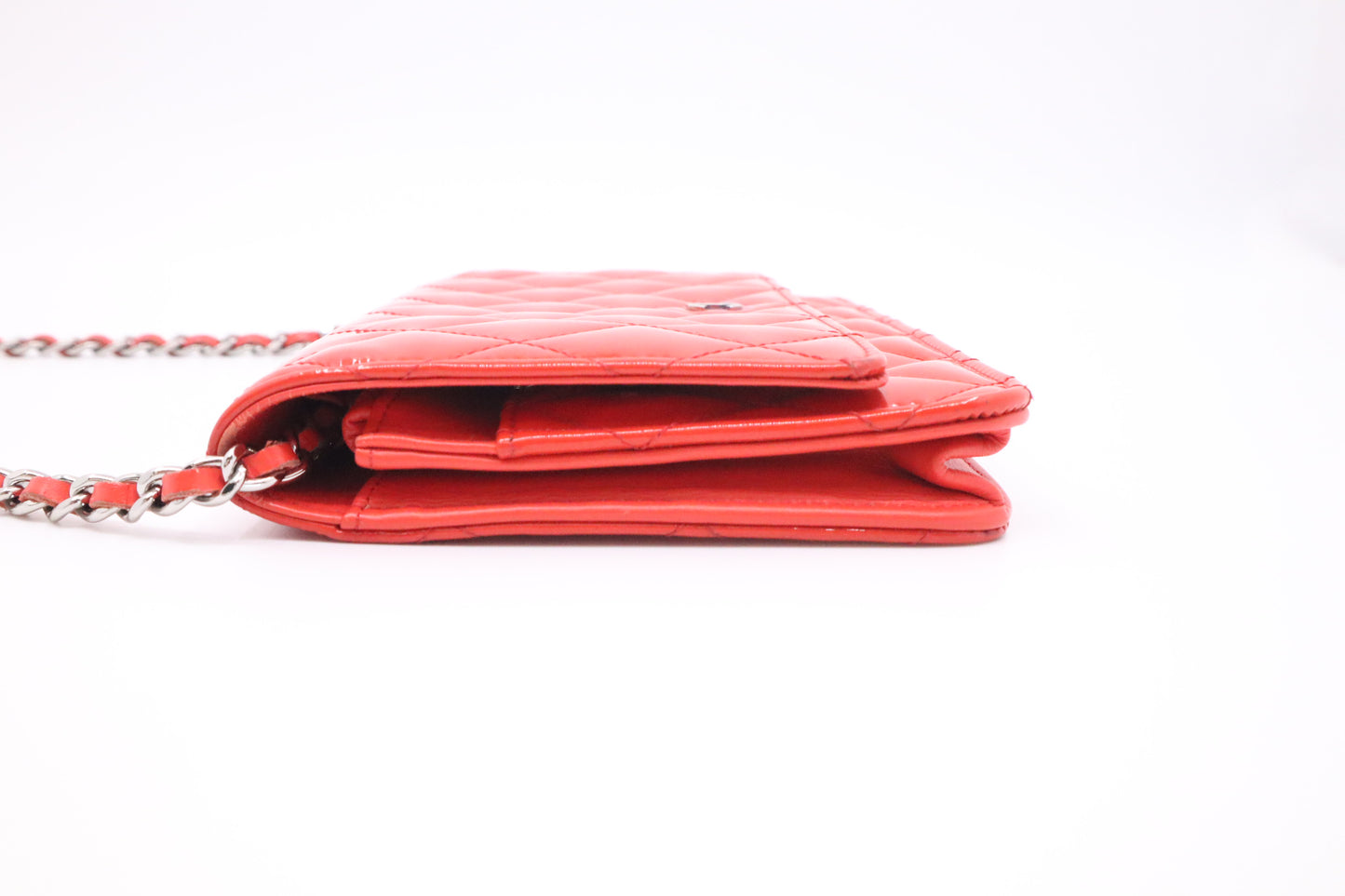 Chanel Wallet on Chain in Red-Orange Patent Leather