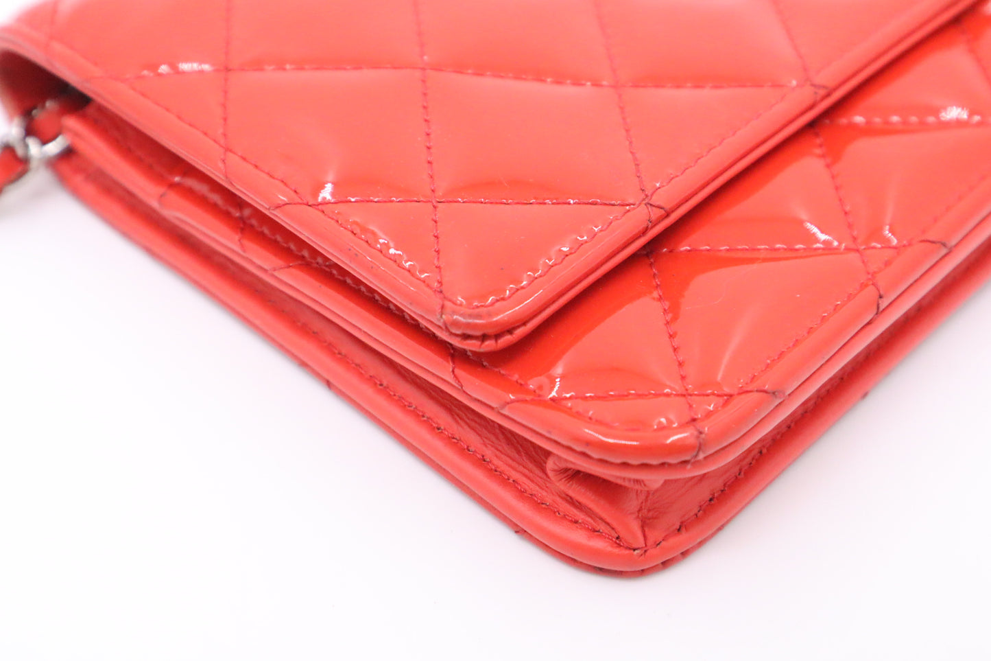 Chanel Wallet on Chain in Red-Orange Patent Leather