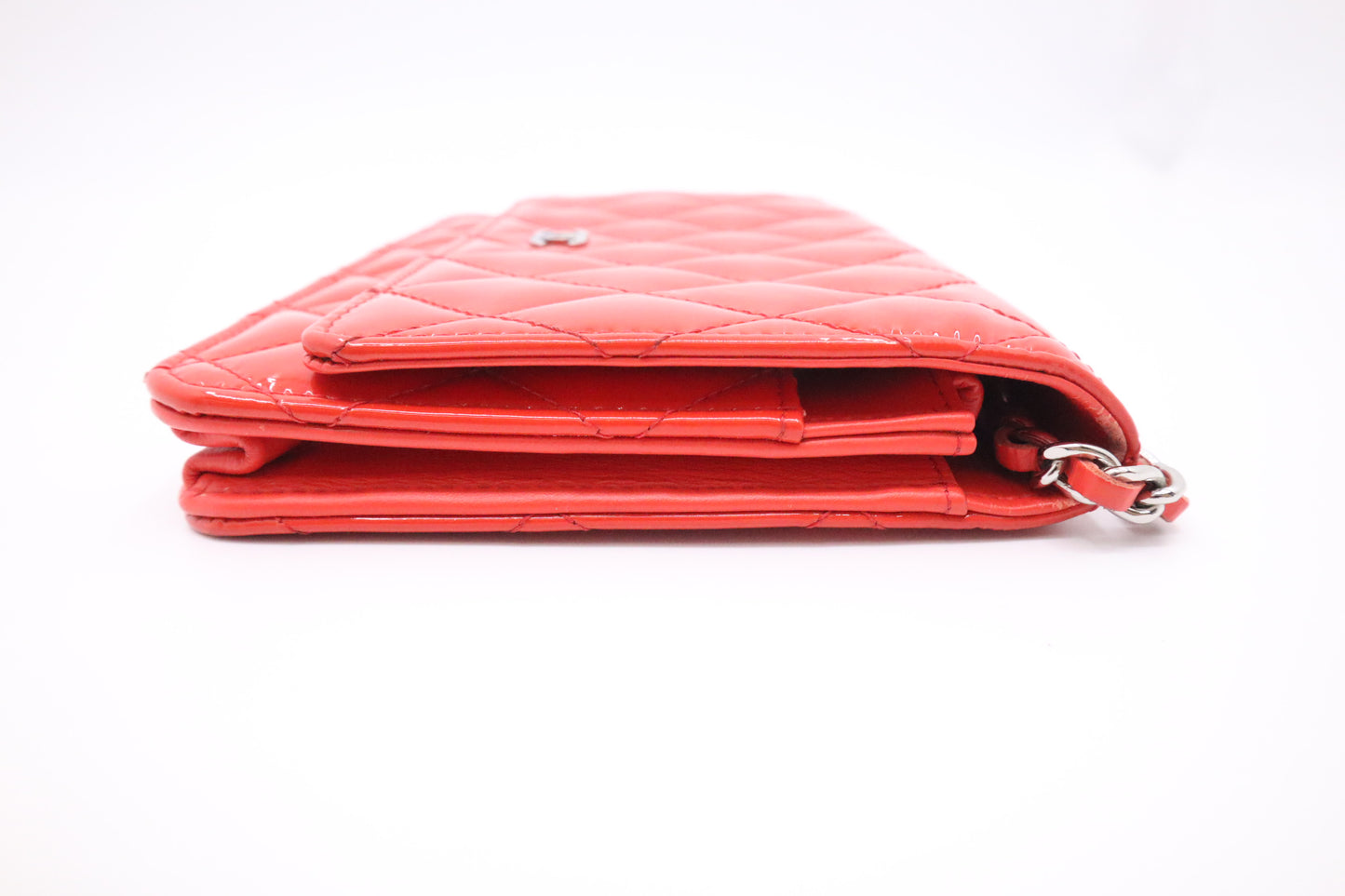 Chanel Wallet on Chain in Red-Orange Patent Leather