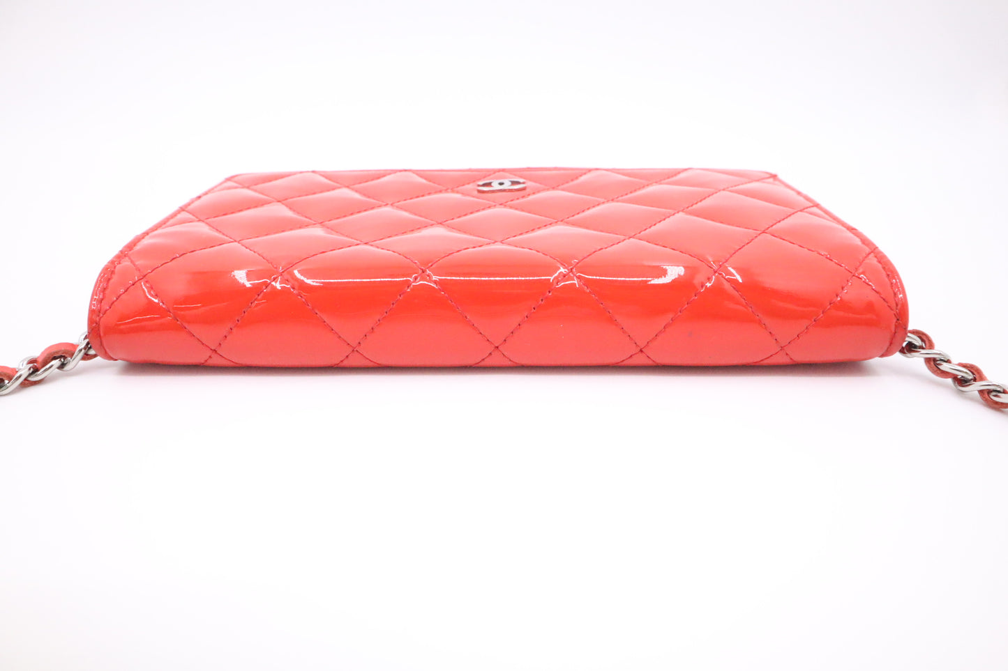 Chanel Wallet on Chain in Red-Orange Patent Leather