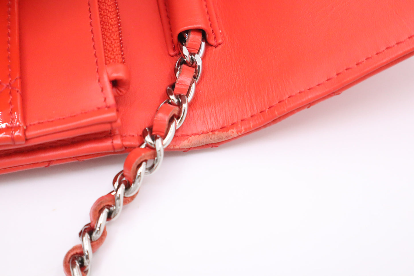 Chanel Wallet on Chain in Red-Orange Patent Leather