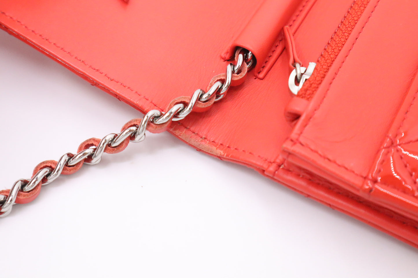 Chanel Wallet on Chain in Red-Orange Patent Leather
