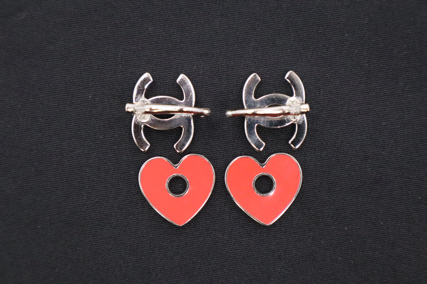 Chanel Heart Earrings in Pink and Red
