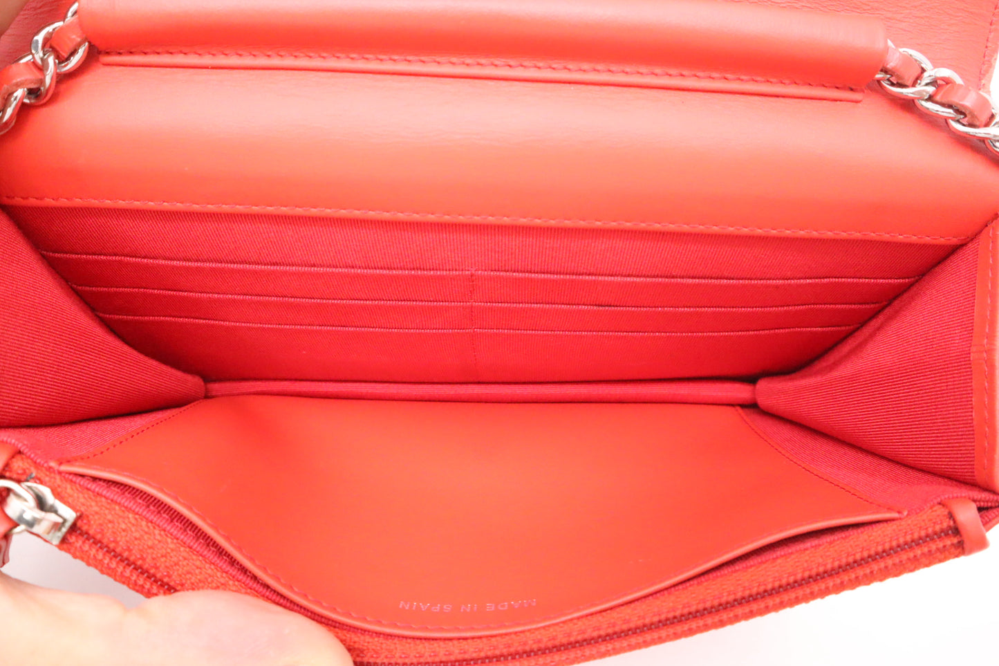 Chanel Wallet on Chain in Red-Orange Patent Leather