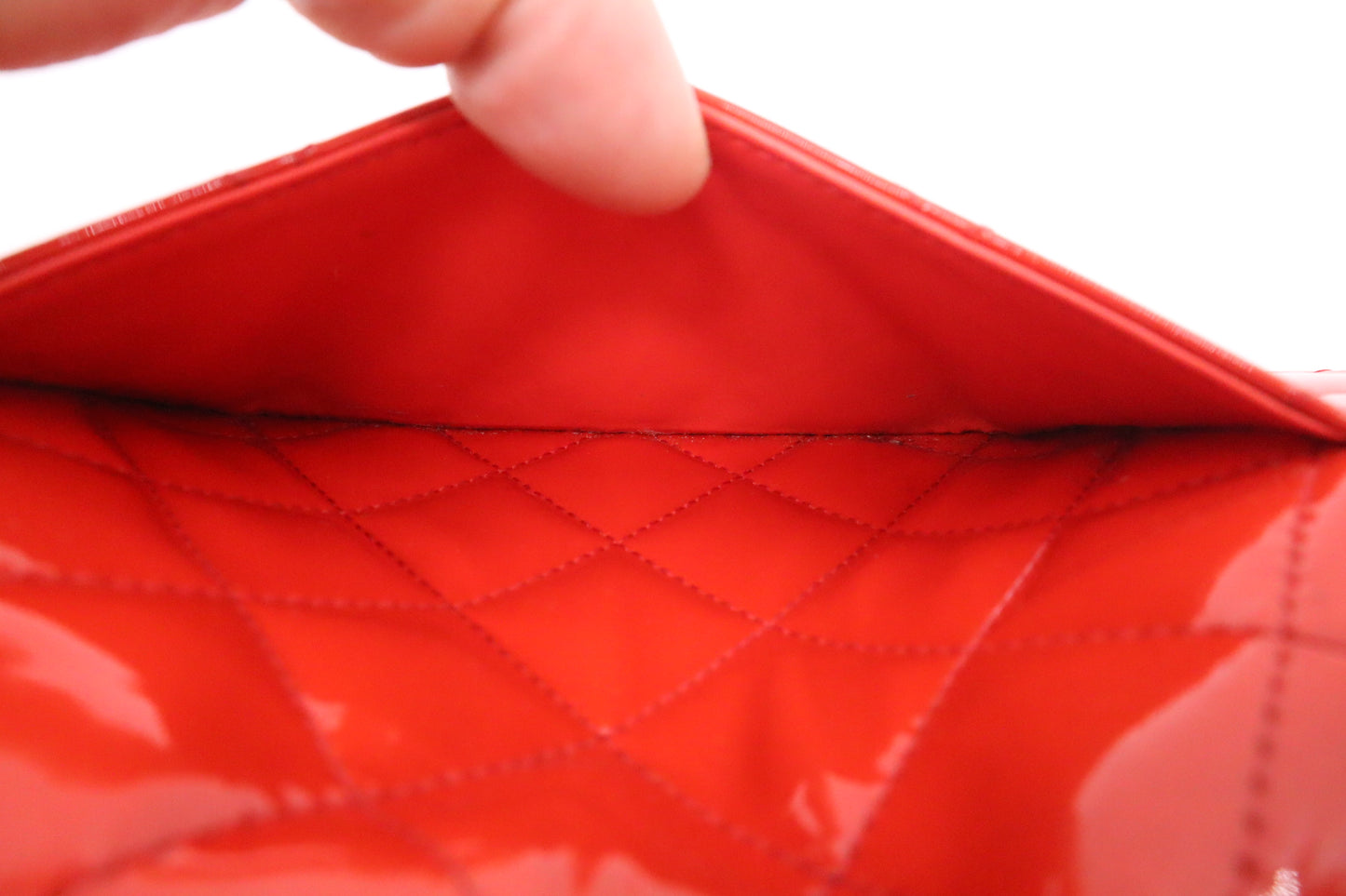Chanel Wallet on Chain in Red-Orange Patent Leather
