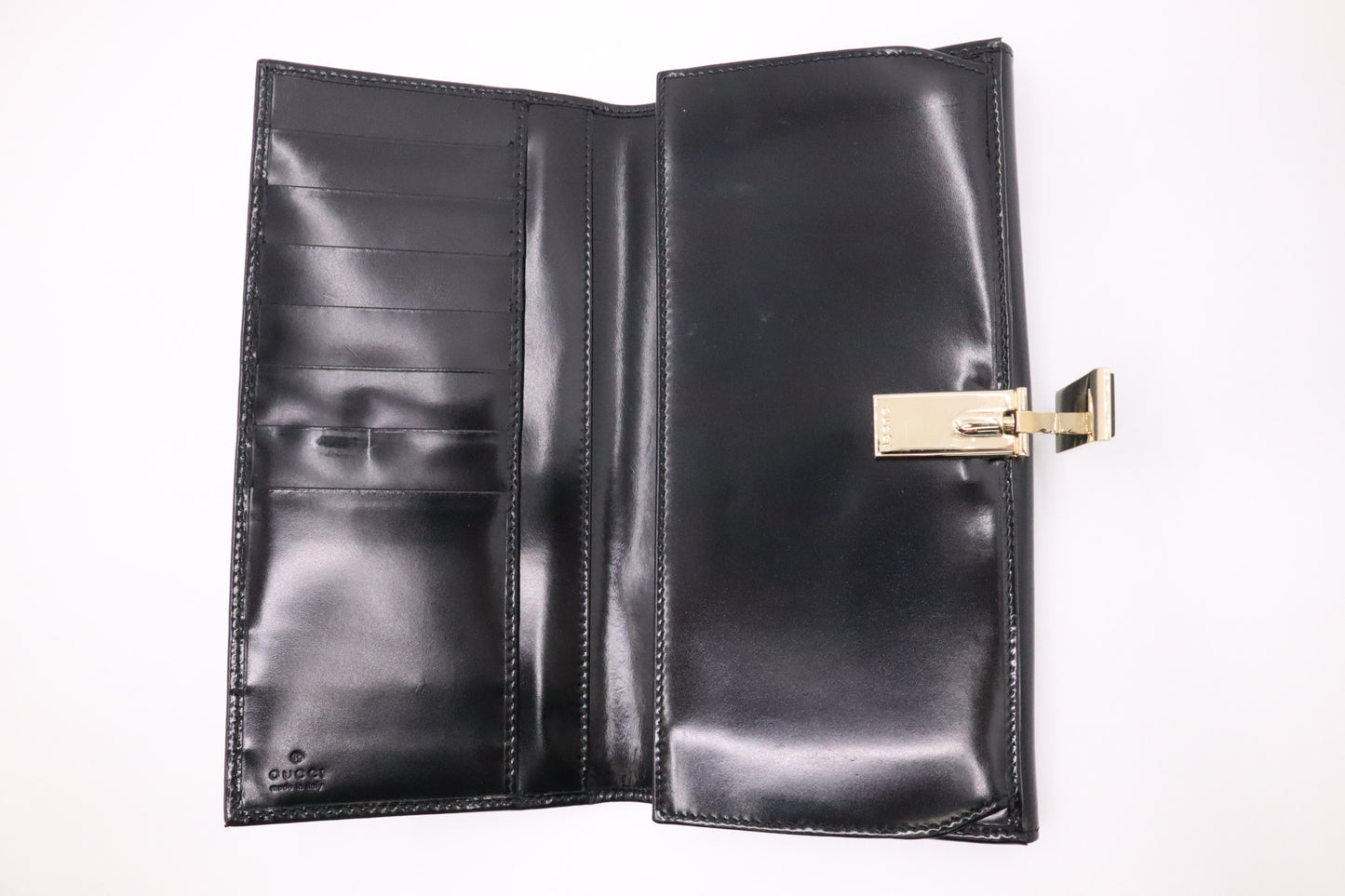 Gucci Long Wallet in Black Patent Leather