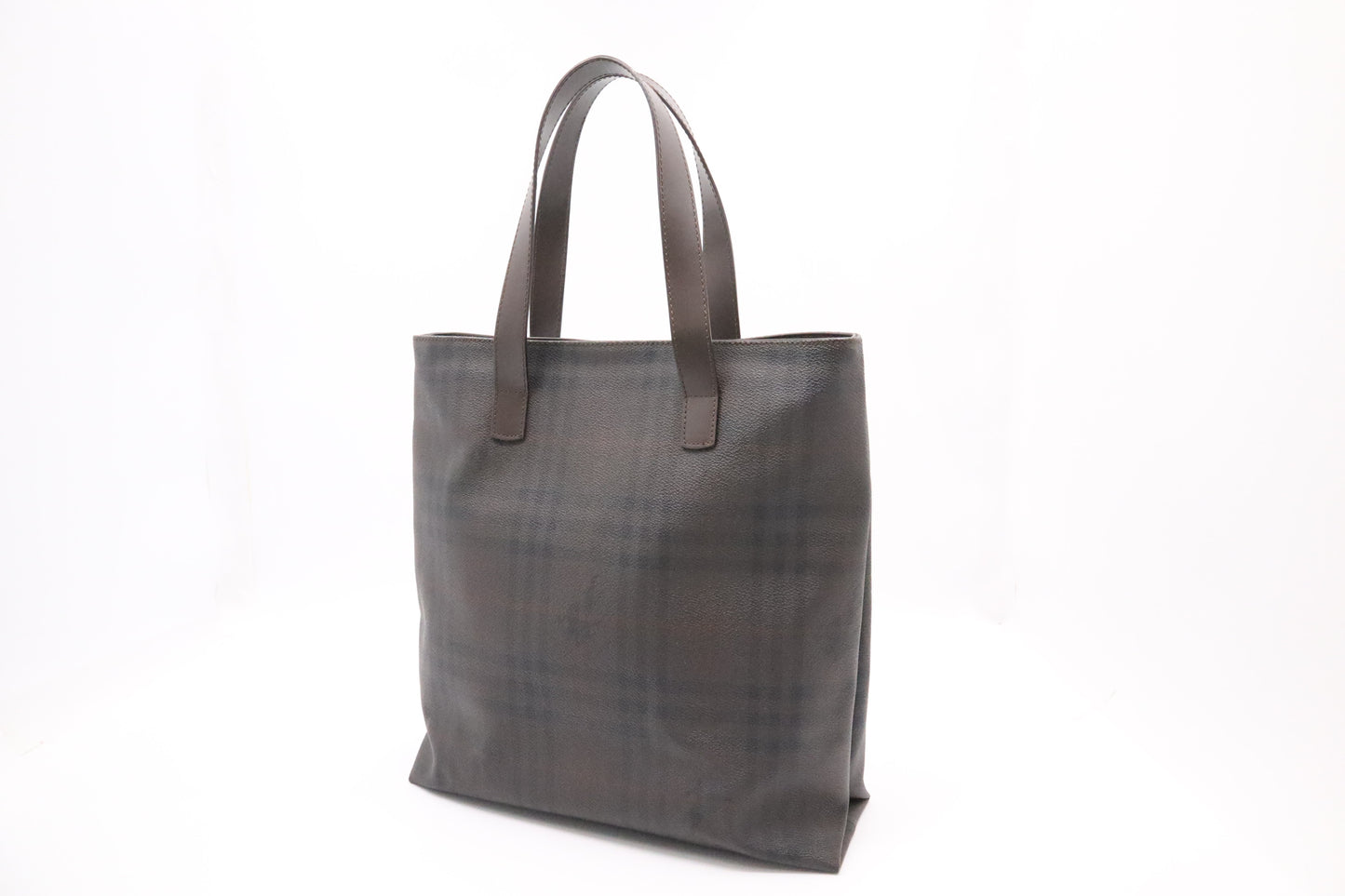Burberry Tote in Dark Brown Checked Canvas