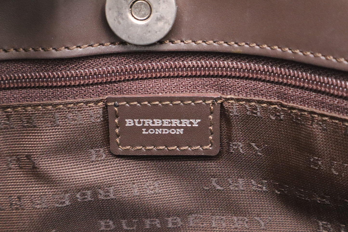 Burberry Tote in Dark Brown Checked Canvas
