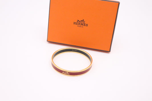 Hermes Caleche Bangle in Gold, Red, and Black