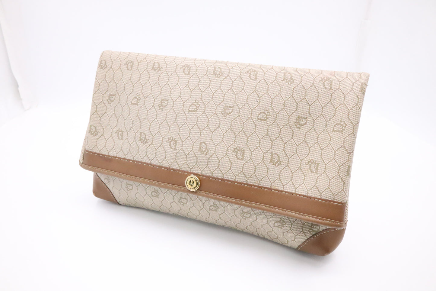 Dior Clutch in Beige Hive Coated Canvas