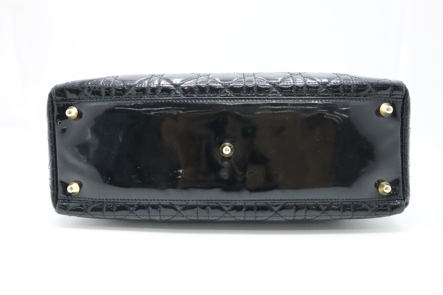 Dior Medium Lady Dior in Black Cannage Patent Leather