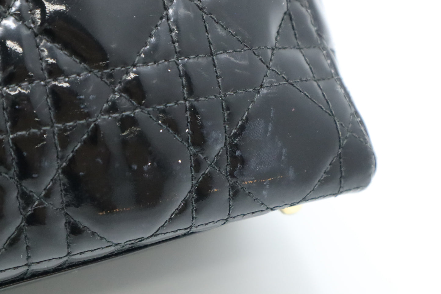 Dior Medium Lady Dior in Black Cannage Patent Leather