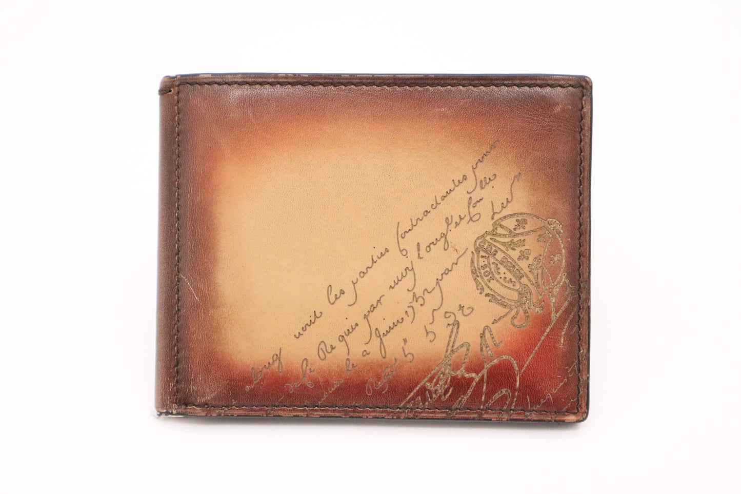 Berluti Figure Scritto Bifold Wallet in Jungle Green Leather