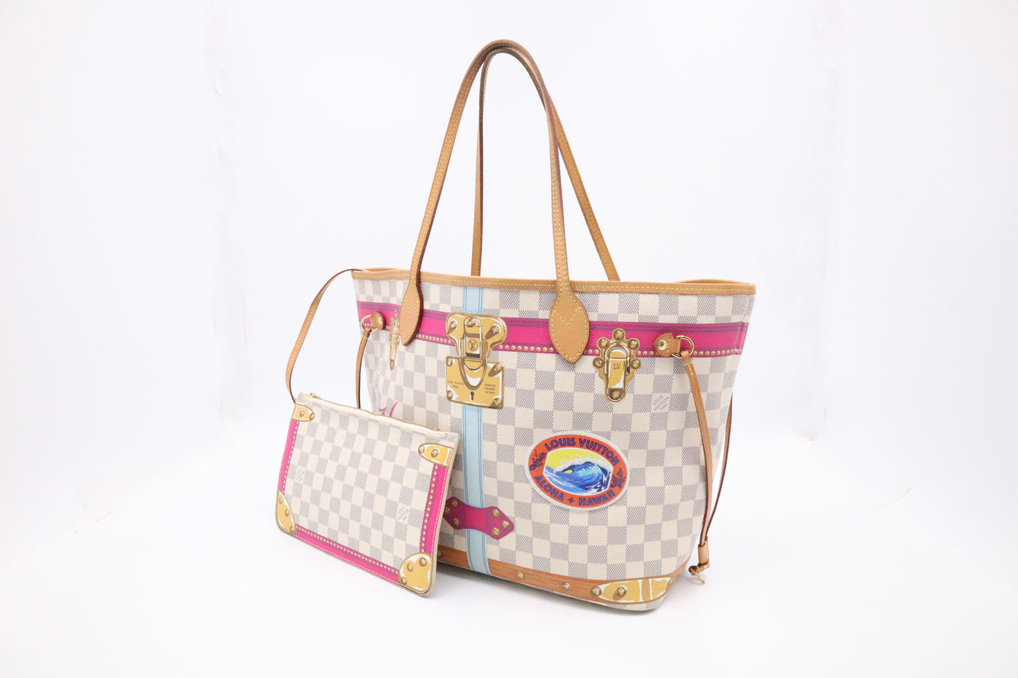 Louis Vuitton Neverfull MM in Hawaii Summer Trunks Damier Azur Canvas