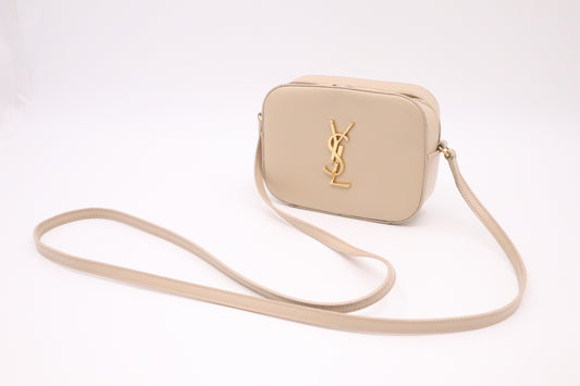 YSL Saint Laurent Crossbody Bag in Beige Pebbled Leather