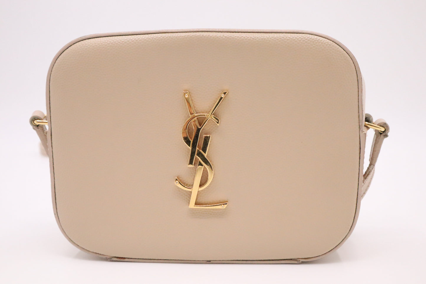 YSL Saint Laurent Crossbody Bag in Beige Pebbled Leather