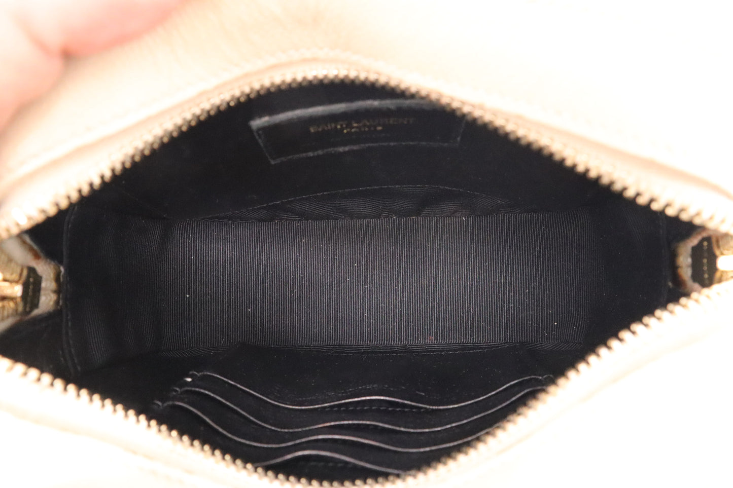 YSL Saint Laurent Crossbody Bag in Beige Pebbled Leather