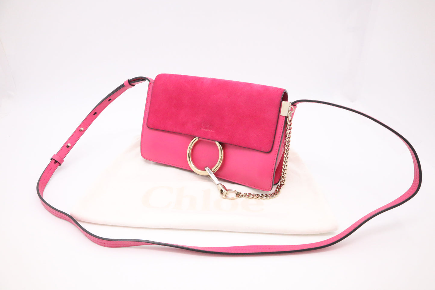 Chloe Faye Shoulder Bag in Pink Leather