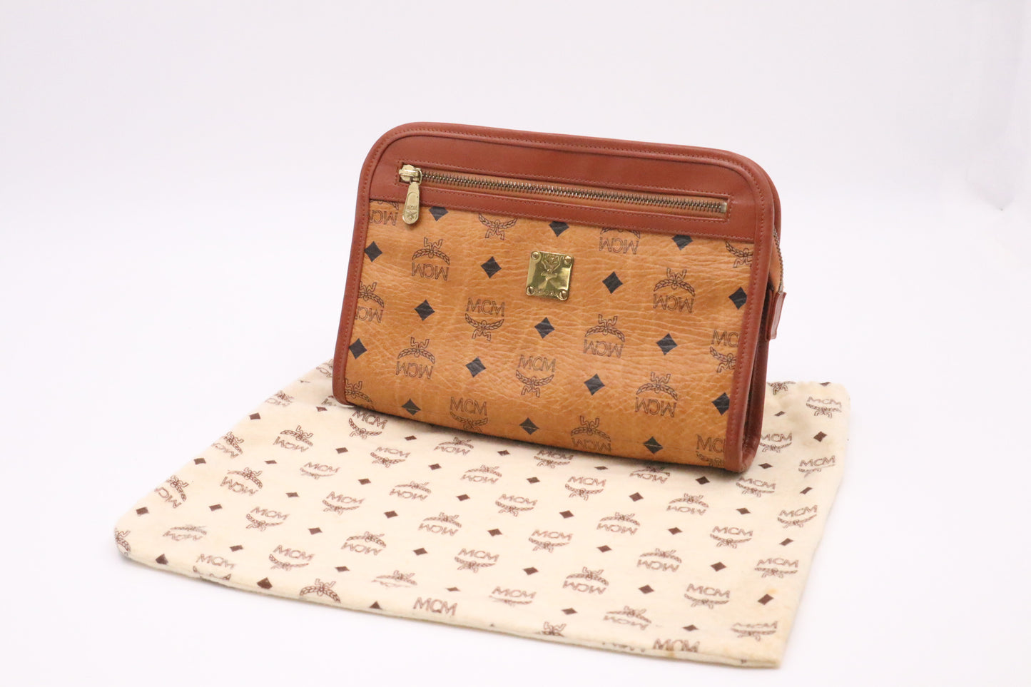MCM Pouch in Cognac Visetos Canvas