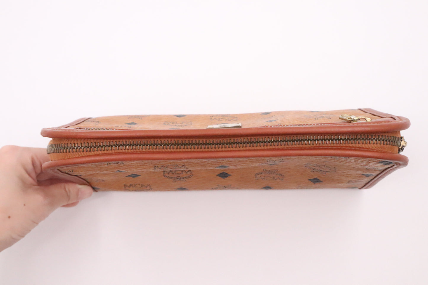 MCM Pouch in Cognac Visetos Canvas