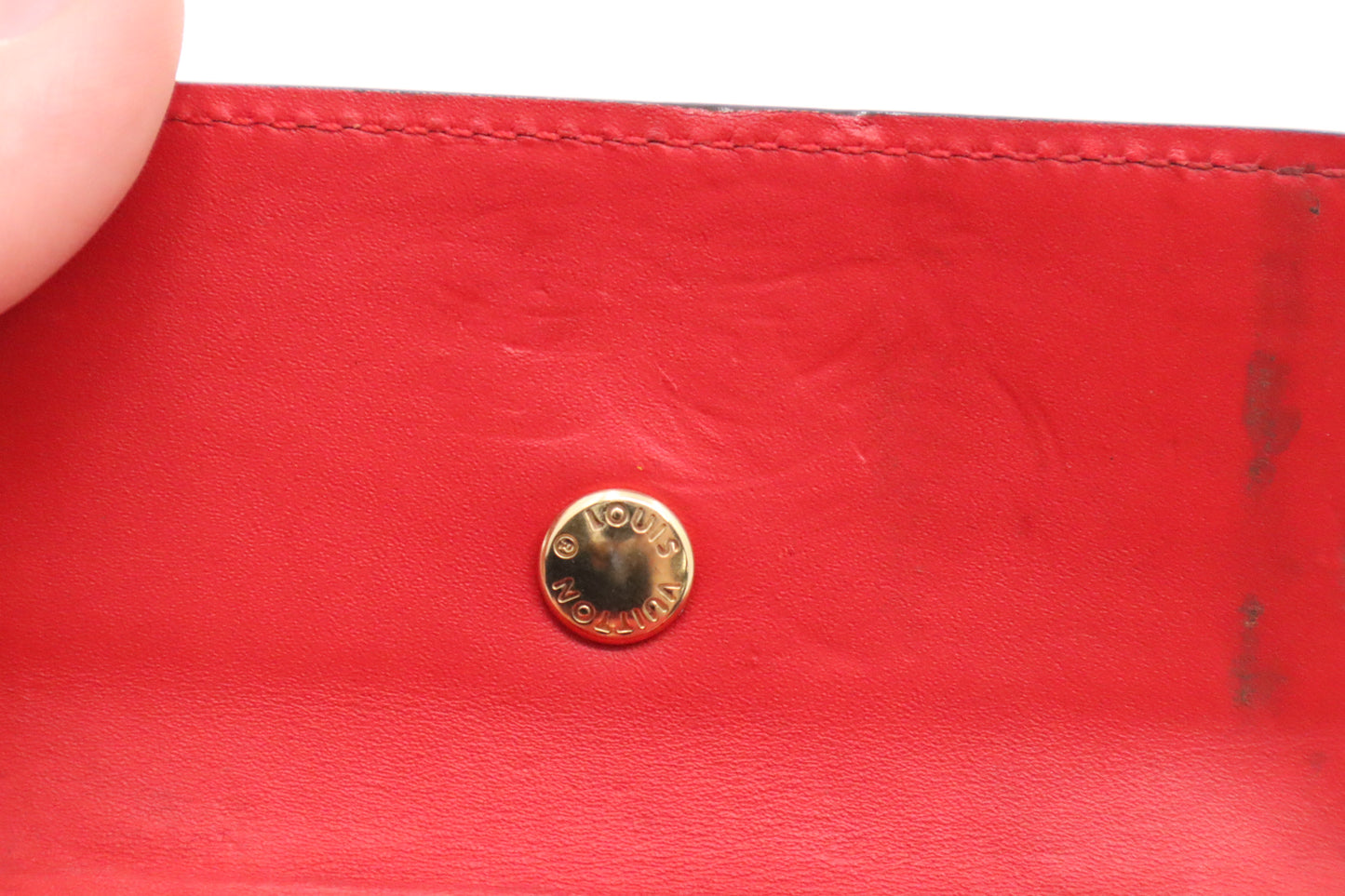 Louis Vuitton 4 Key Cles in Red Pomme d'Amour Vernis Leather