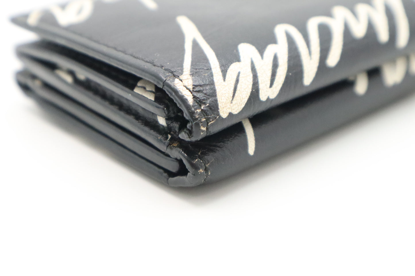 Balenciaga Compact Wallet in Black Graffiti Leather