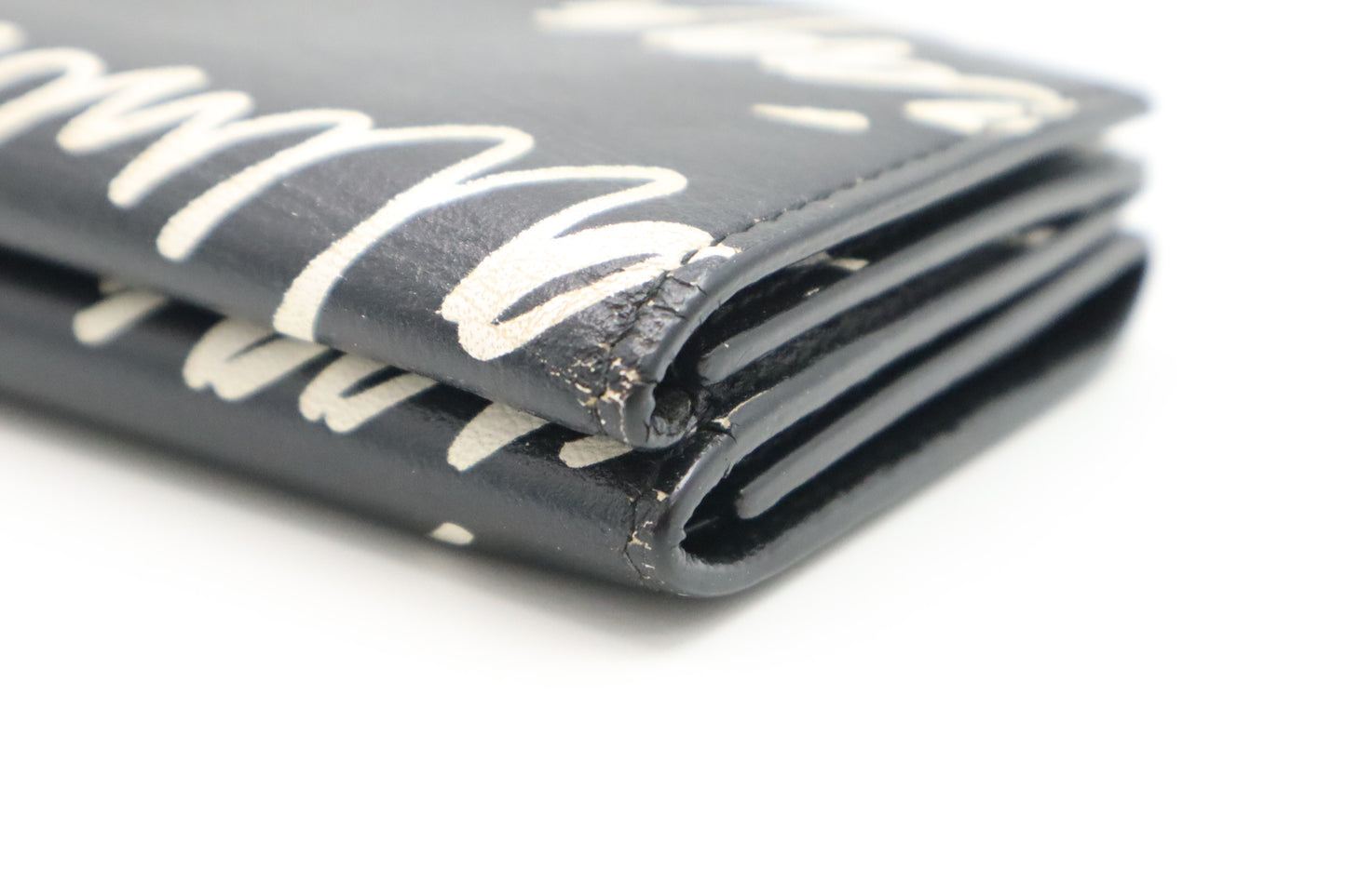 Balenciaga Compact Wallet in Black Graffiti Leather