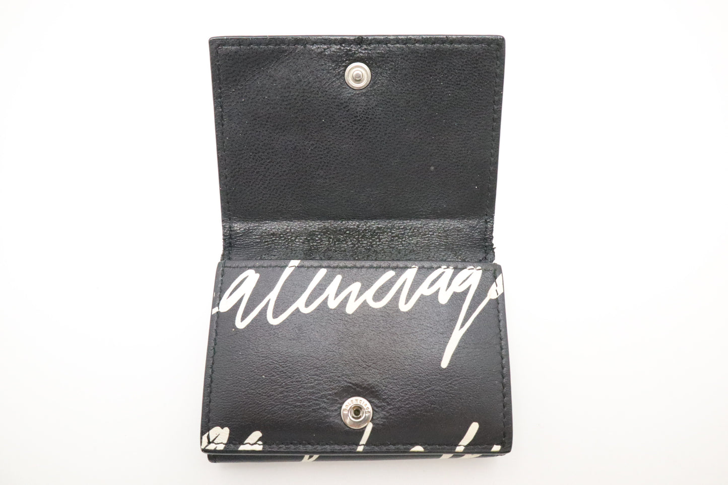 Balenciaga Compact Wallet in Black Graffiti Leather