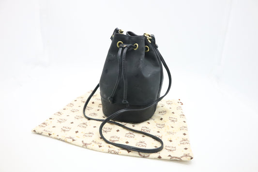 MCM Mini Bucket Bag in Black Canvas