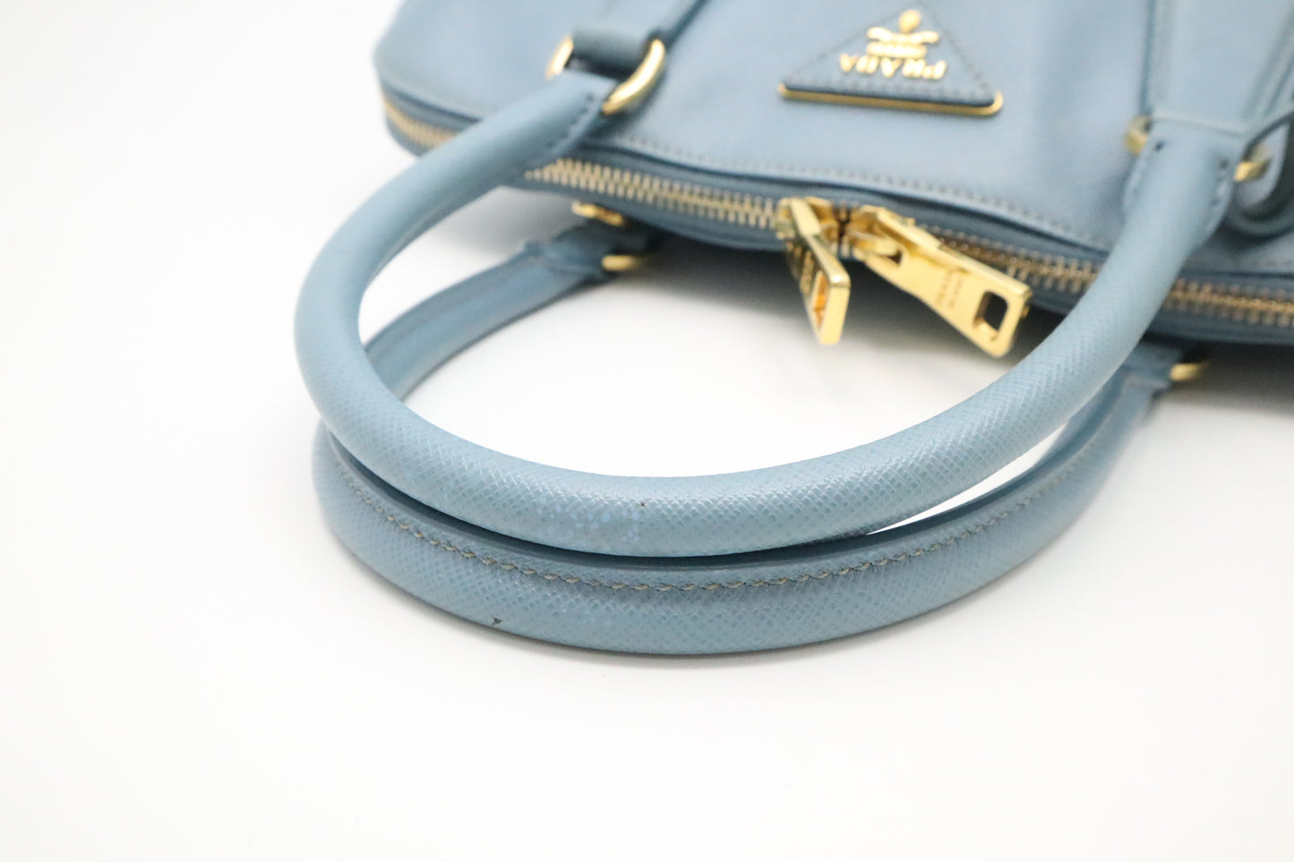 Prada Lux Promenade in Light Blue Saffiano Leather