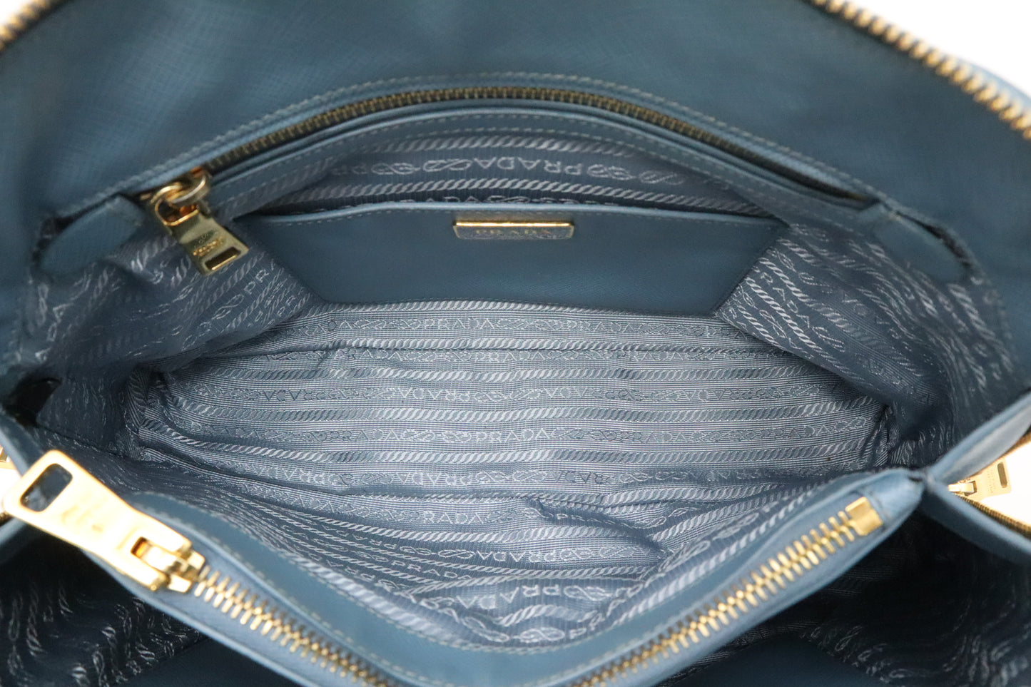 Prada Lux Promenade in Light Blue Saffiano Leather
