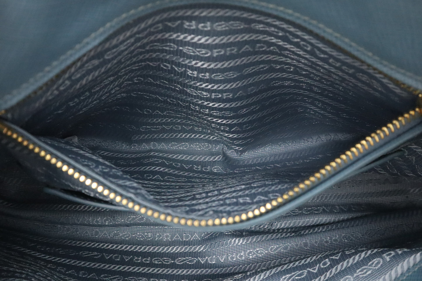 Prada Lux Promenade in Light Blue Saffiano Leather