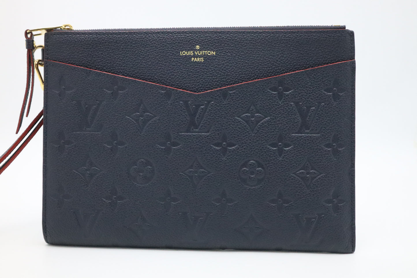 Louis Vuitton Pochette Melanie MM in Marine Rouge Empreinte Leather
