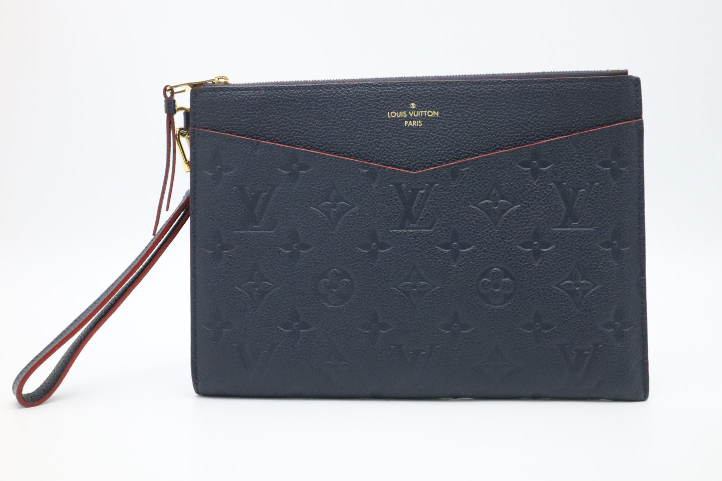 Louis Vuitton Pochette Melanie MM in Marine Rouge Empreinte Leather
