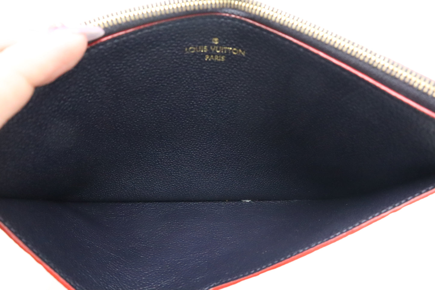 Louis Vuitton Pochette Melanie MM in Marine Rouge Empreinte Leather