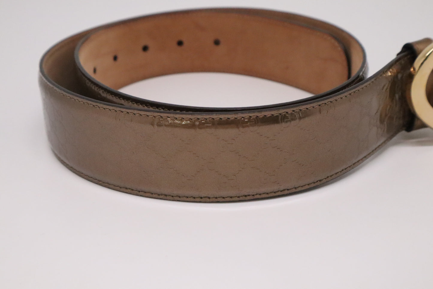 Gucci Heart Belt in Metallic Brown Guccissima Patent Leather