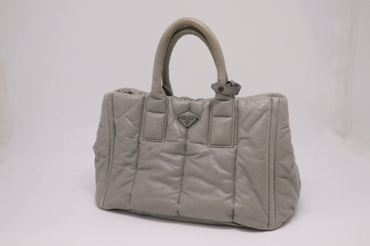 Prada Medium Bomber Tote in Gray Nappa Leather