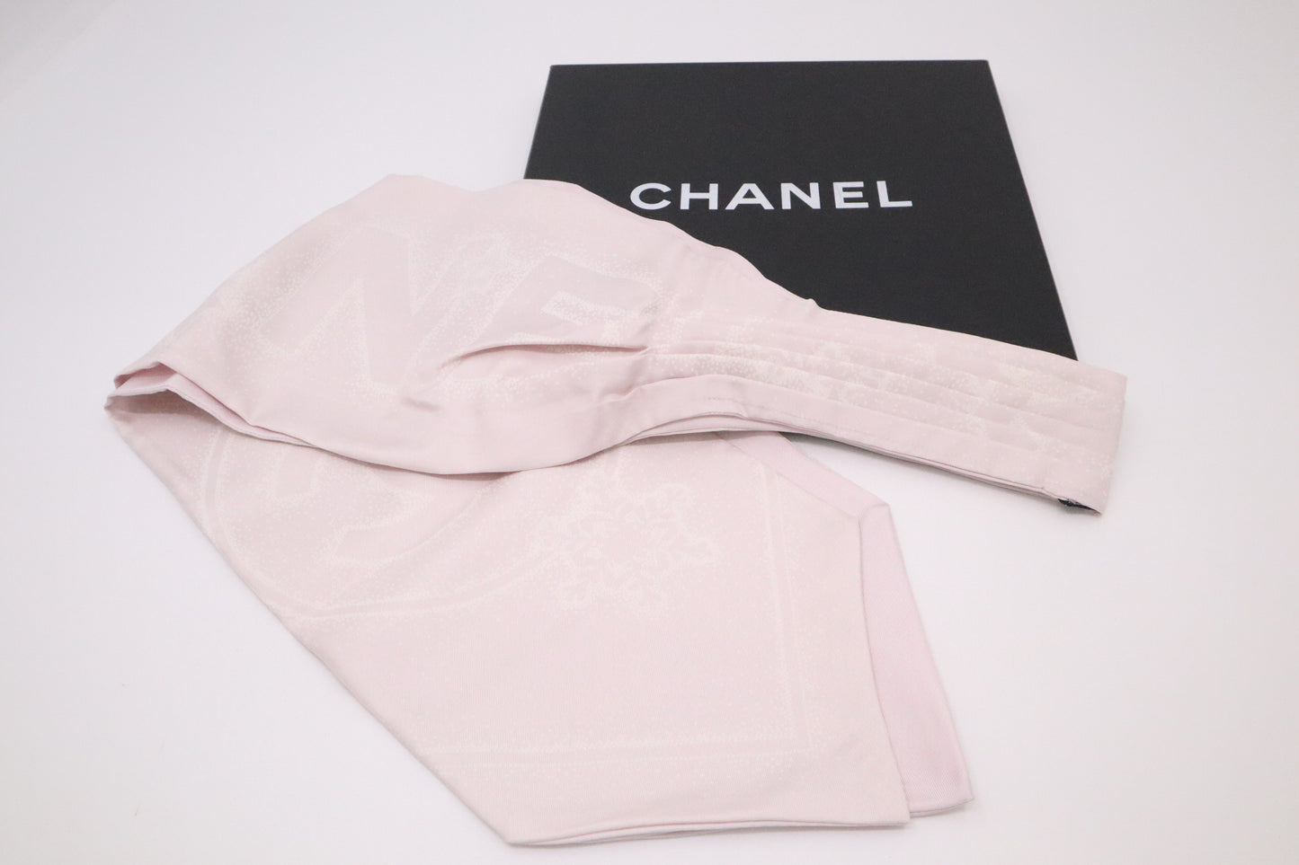 Chanel Snowflakes and Stars Scarf Tie in Pink Silk
