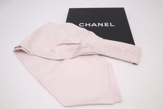 Chanel Snowflakes and Stars Scarf Tie in Pink Silk