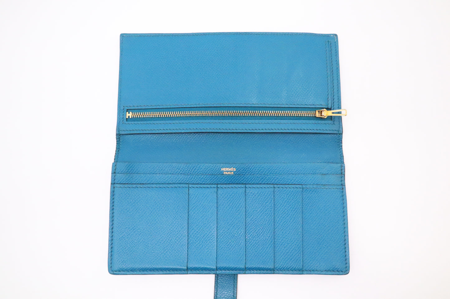 Hermes Bearn Wallet in Blue Leather