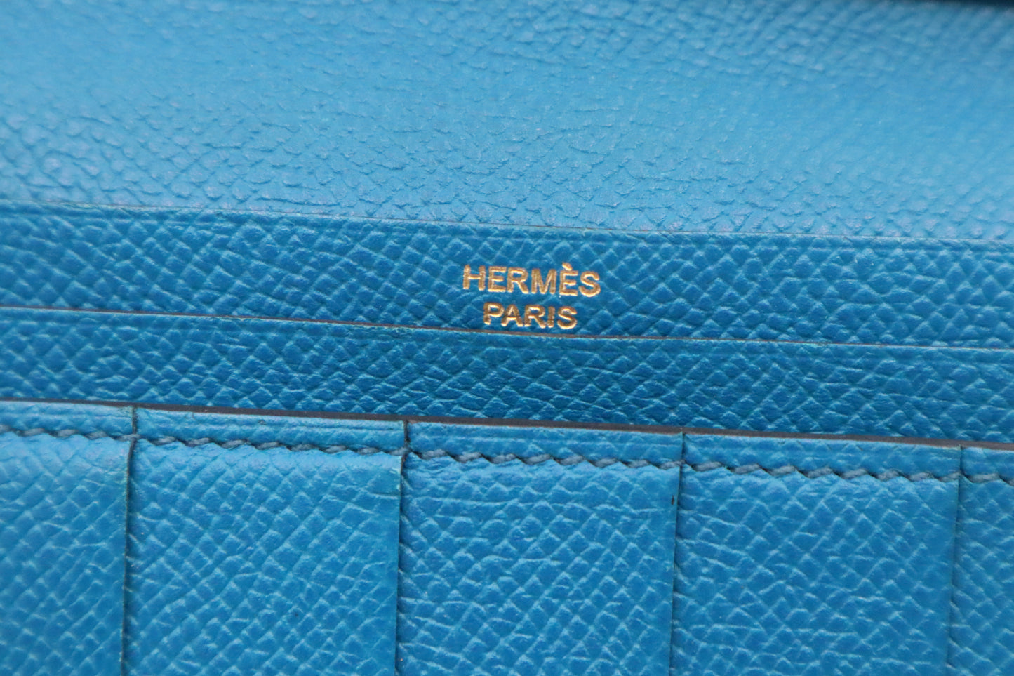 Hermes Bearn Wallet in Blue Leather
