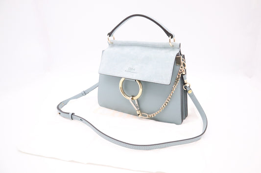 Chloe Faye Medium Shoulder Bag in Blue Leather