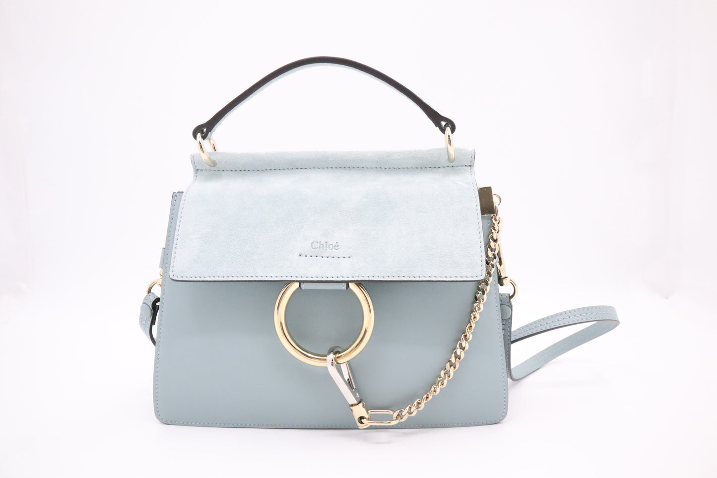 Chloe Faye Medium Shoulder Bag in Blue Leather