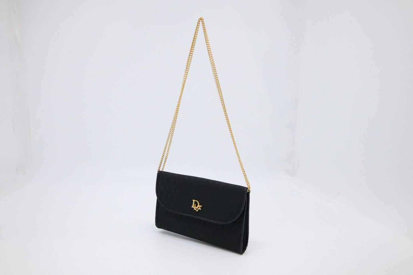 Dior Trotter Chain Shoulder Bag in Black Canvas