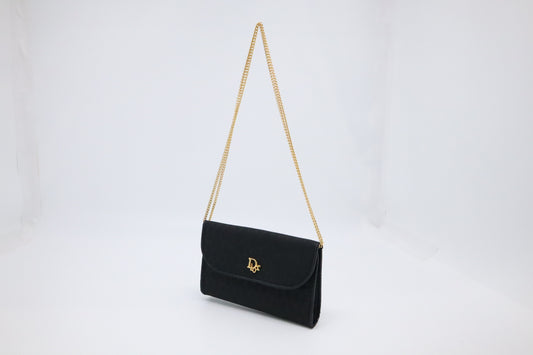 Dior Trotter Chain Shoulder Bag in Black Canvas