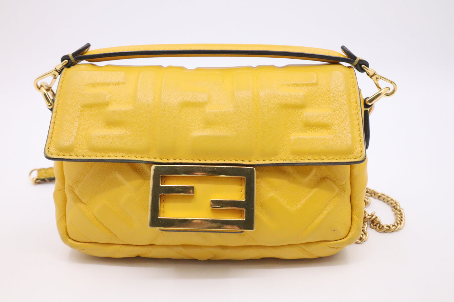 Fendi Baguette Mini in Yellow Nappa Leather