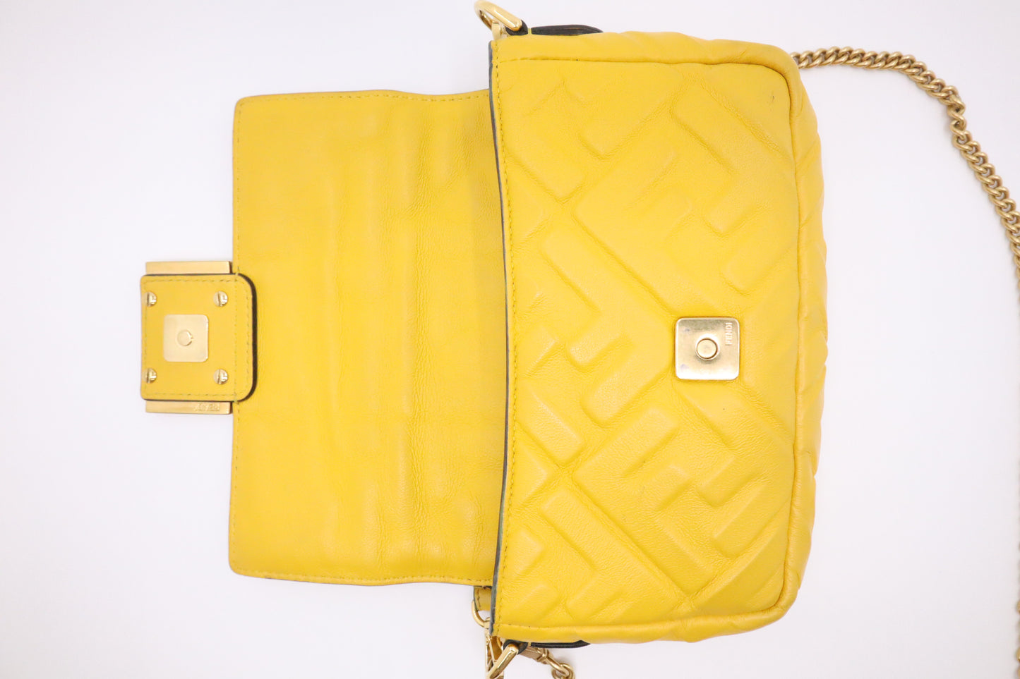 Fendi Baguette Mini in Yellow Nappa Leather