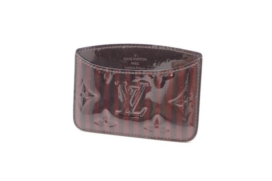 Louis Vuitton Card Case in Purple Rayures Vernis Leather