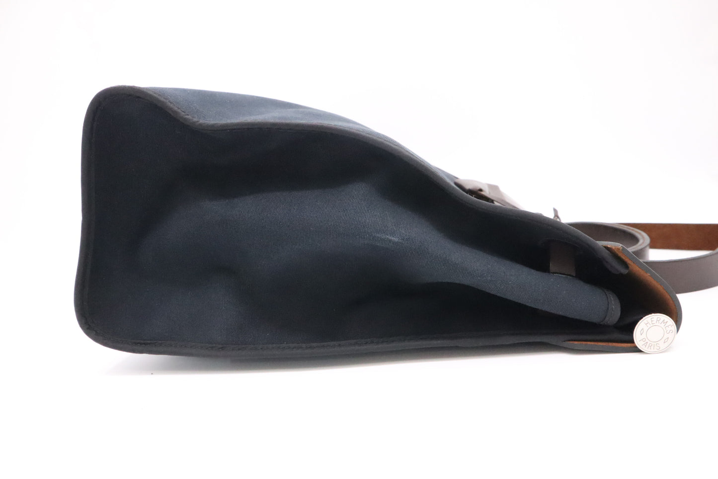 Hermes Herbag Zip 39 in Black Canvas & Brown Leather