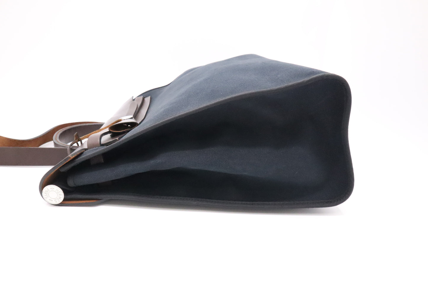 Hermes Herbag Zip 39 in Black Canvas & Brown Leather